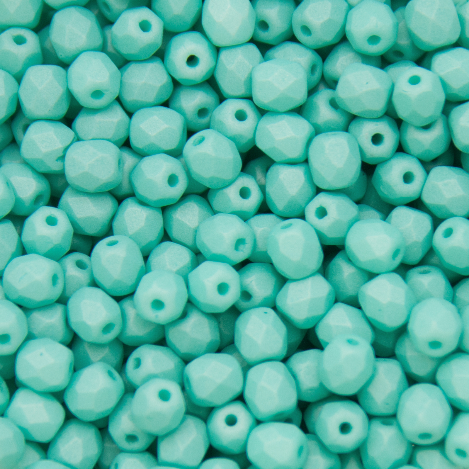 czech fire-polished round beads - silk matte turquoise 4mm | 50pc