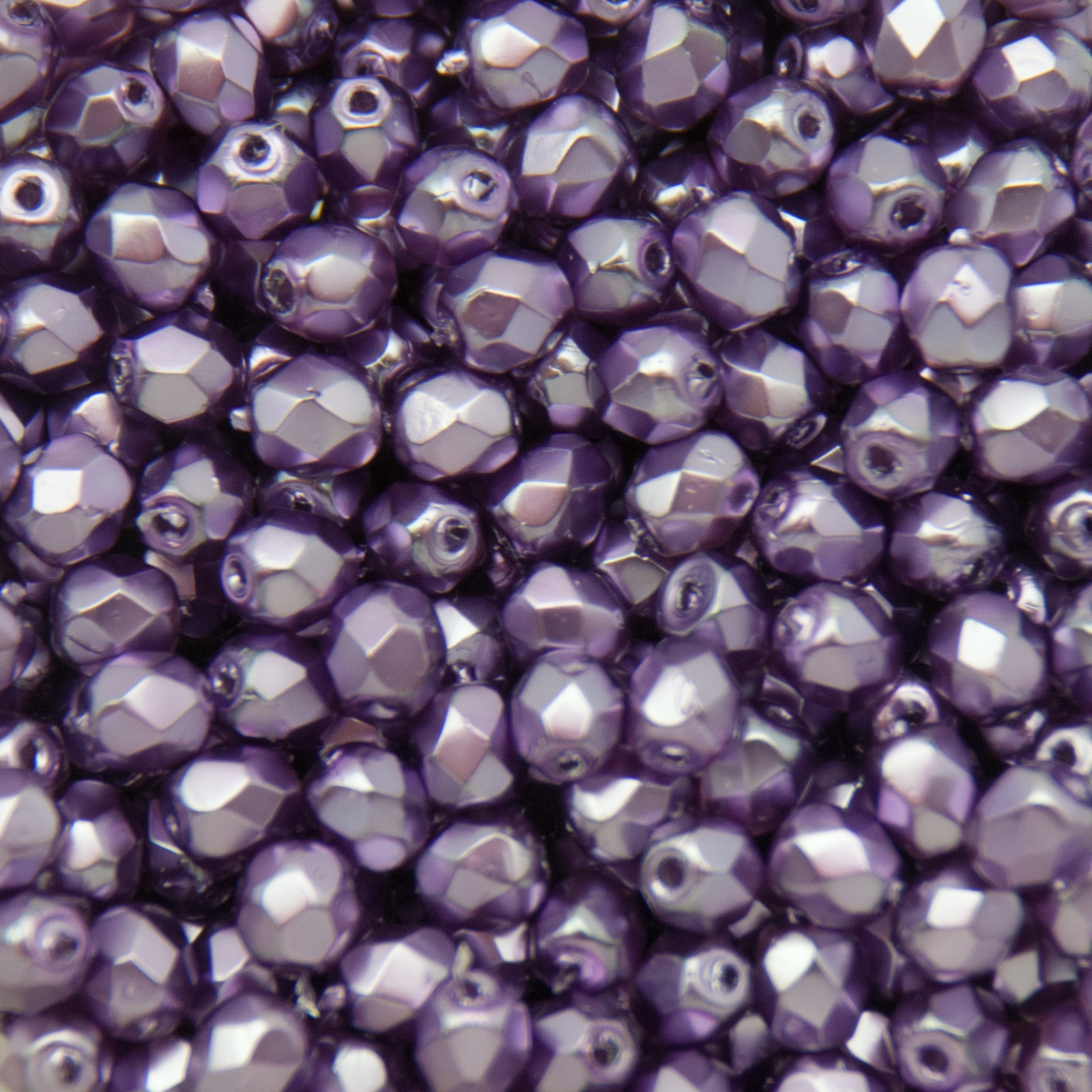 czech fire-polished round beads - coated violet 4mm | 50pc