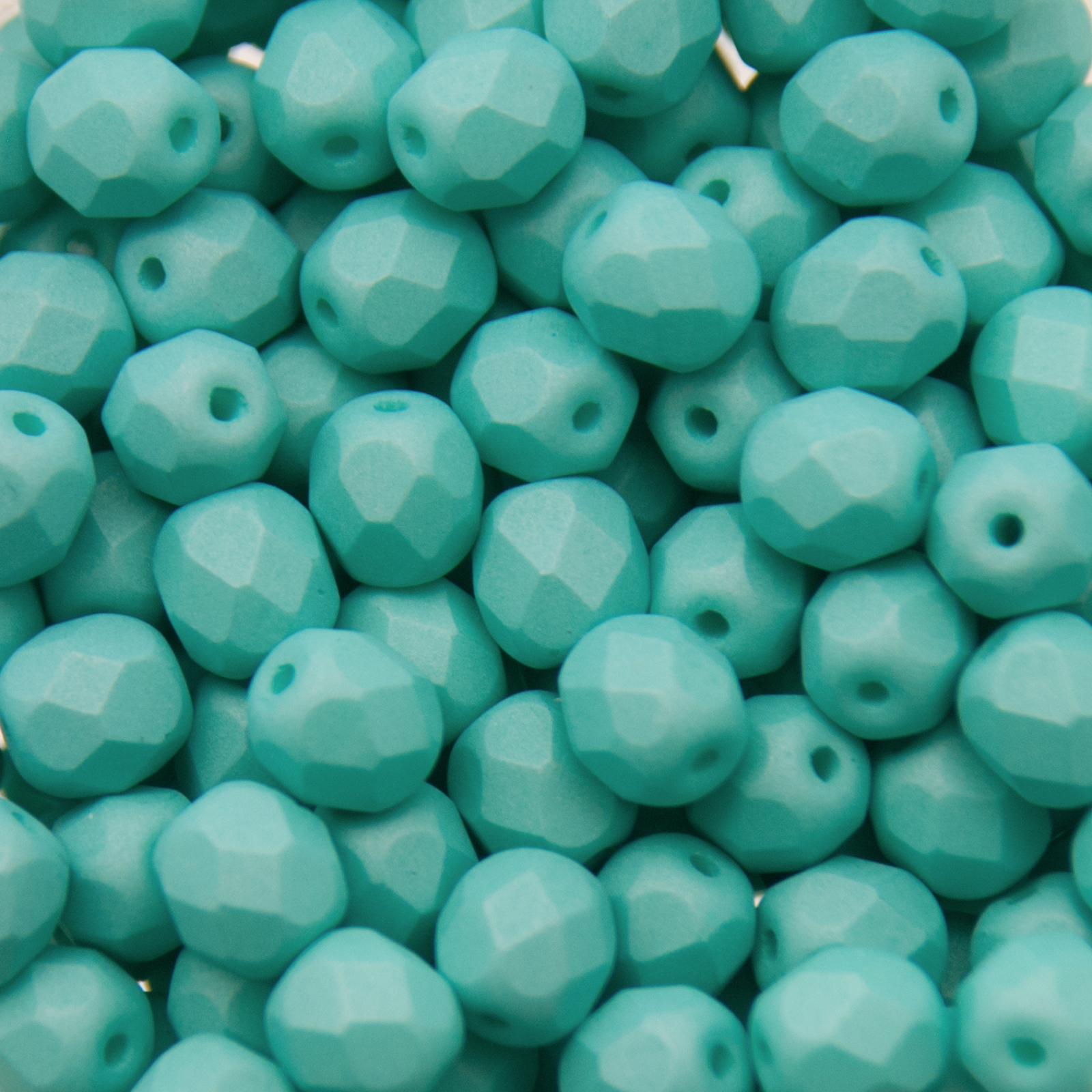 böhmische glasschliffperlen silk matte turquoise 6mm | 25st
