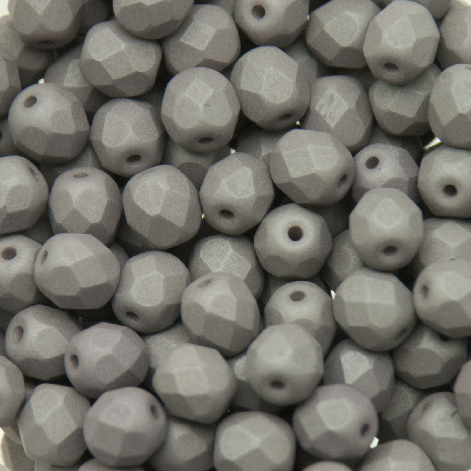 böhmische glasschliffperlen silk matte dark grey 6mm | 25st