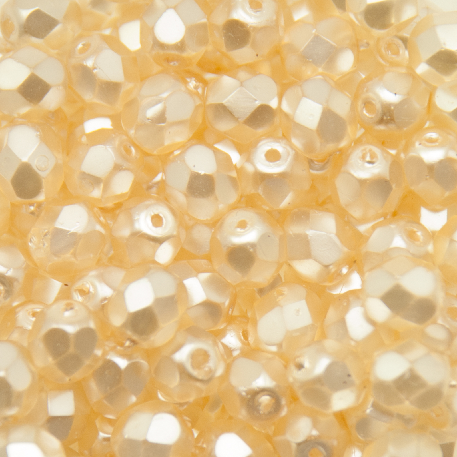 czech fire-polished round beads - coated luster champagne 6mm | 25pc