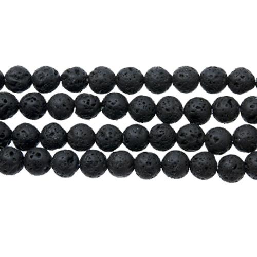 black lava stone round 6-7mm | 15/16-inch strand
