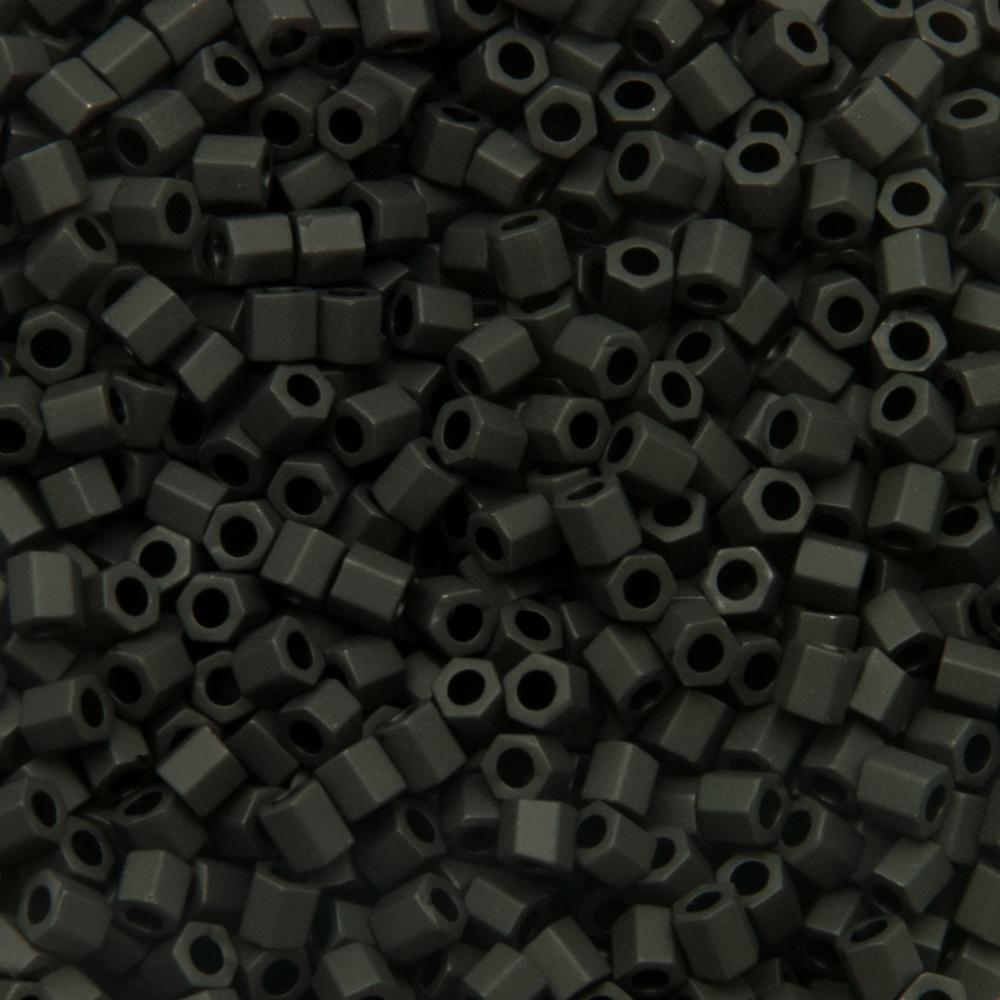 hexagon toho seed beads 8/0 opaque frosted jet (49f) | 10gr