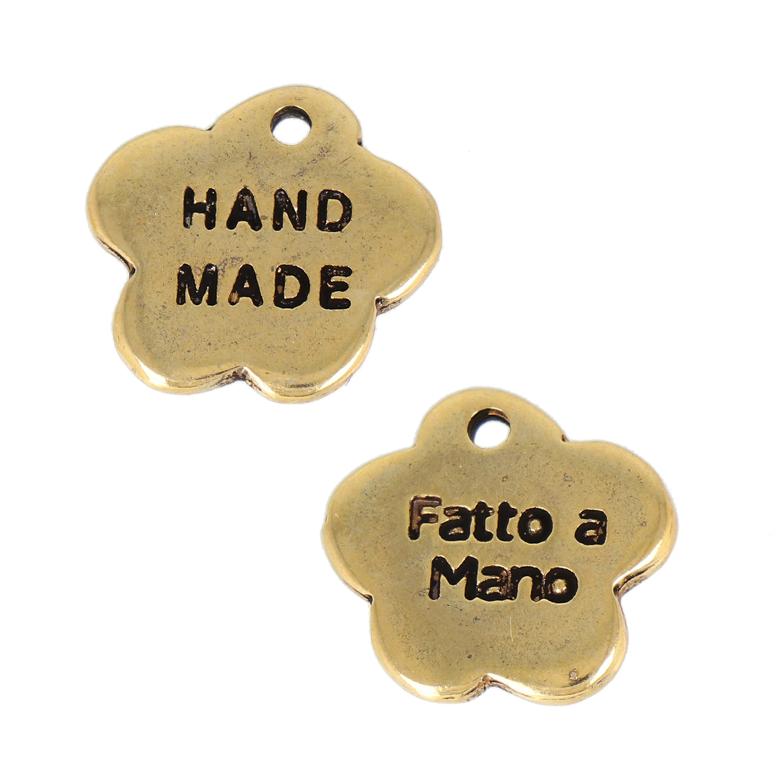 antique gold plated flower tag hand made 12mm | 5pc