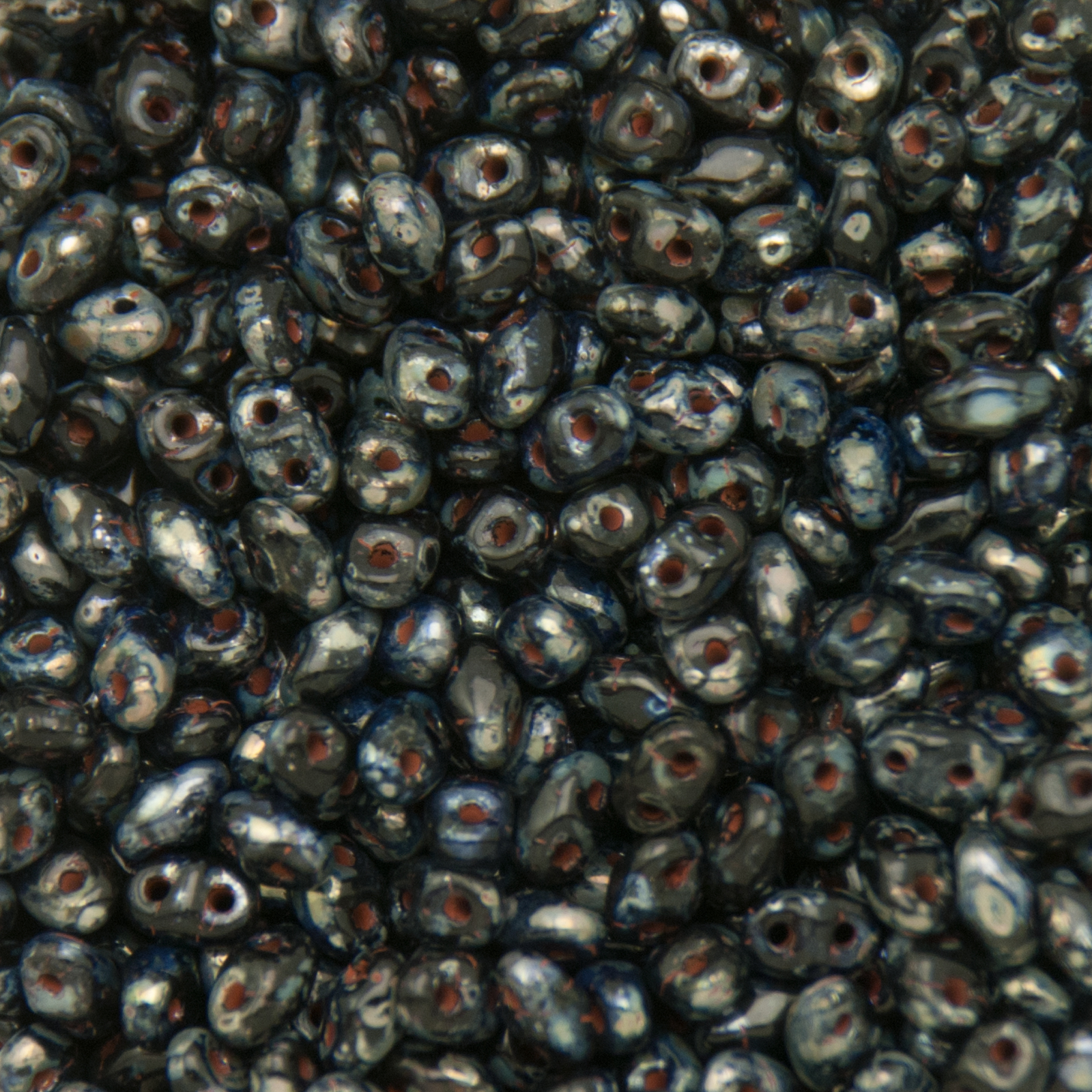 miniduo seed beads 4x2mm - jet picasso | 10gr