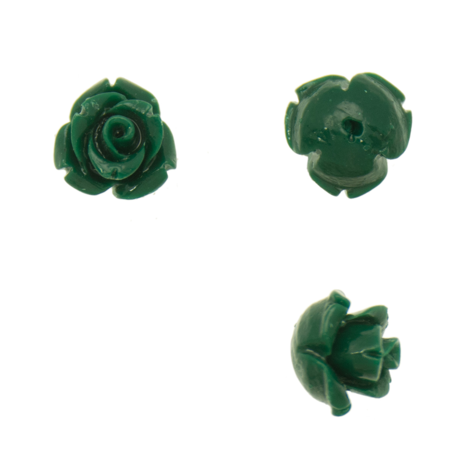 resin stone halbgebohrter blume dunkegrün 10mm | 8st