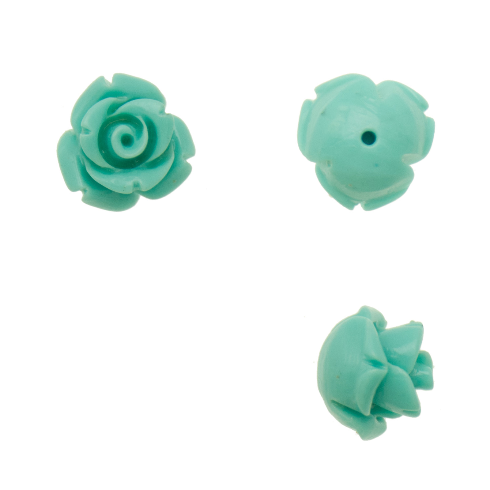 resin stone halbgebohrter blume blau türkis 10mm | 8st