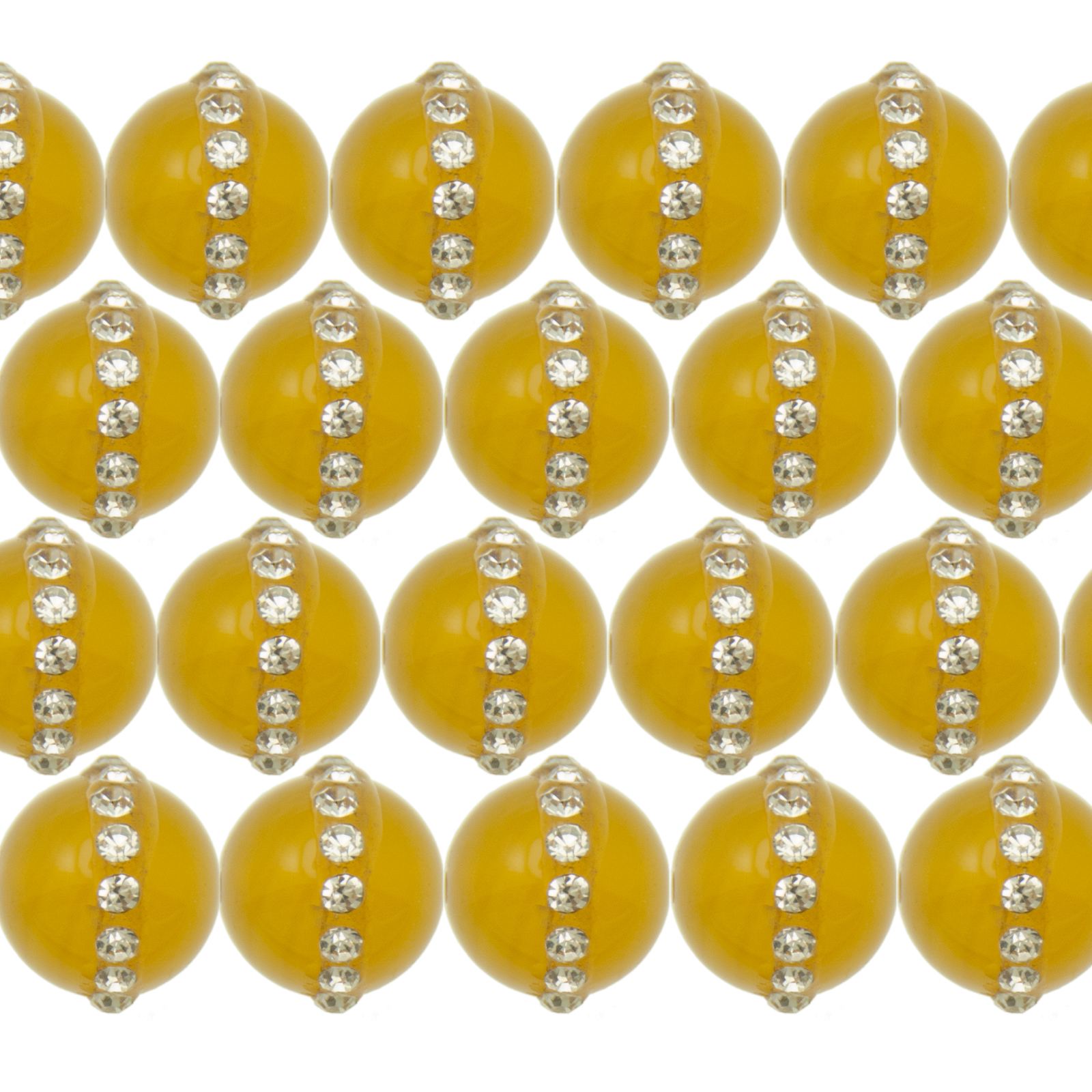 rhinestone yellow agate smooth round 10mm | 2pc