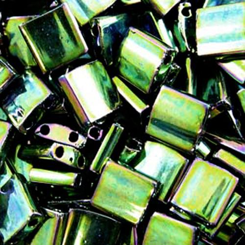 miyuki tila beads - iris metallic green 5mm | 5gr