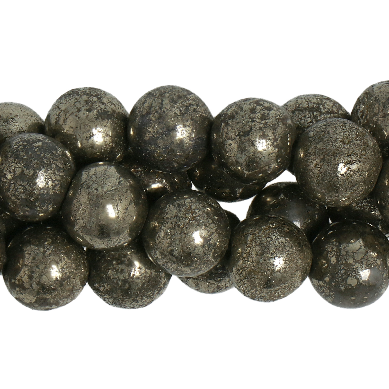 pyrite smooth round 8mm | 16-inch strand