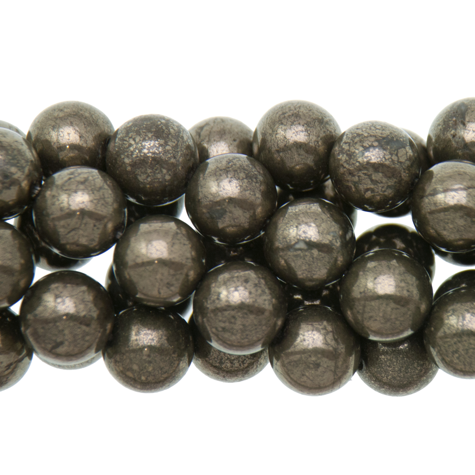 pyrite smooth round 10mm | 16-inch strand