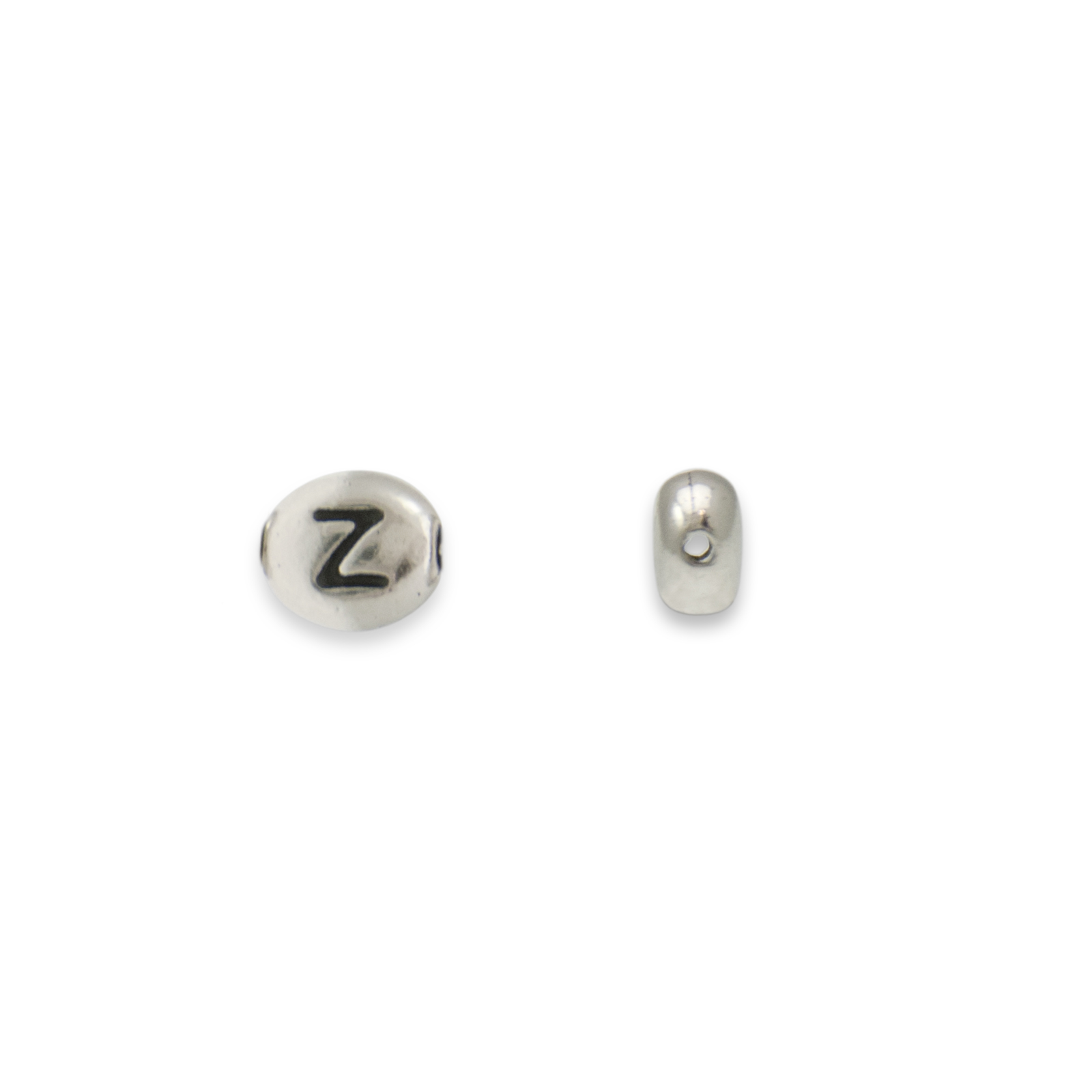 antique silver plated alphabet bead - letter z - 8x6mm | 1pc