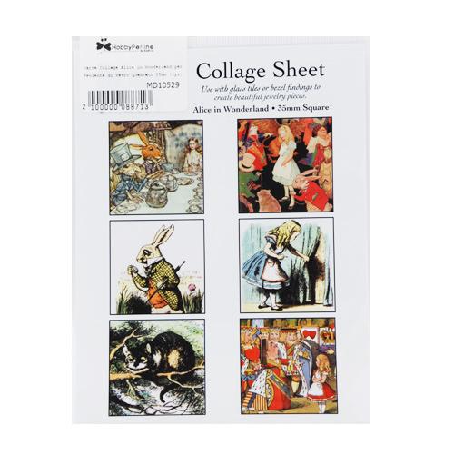 collage sheet - alice in wonderland theme square 35mm | 1pc