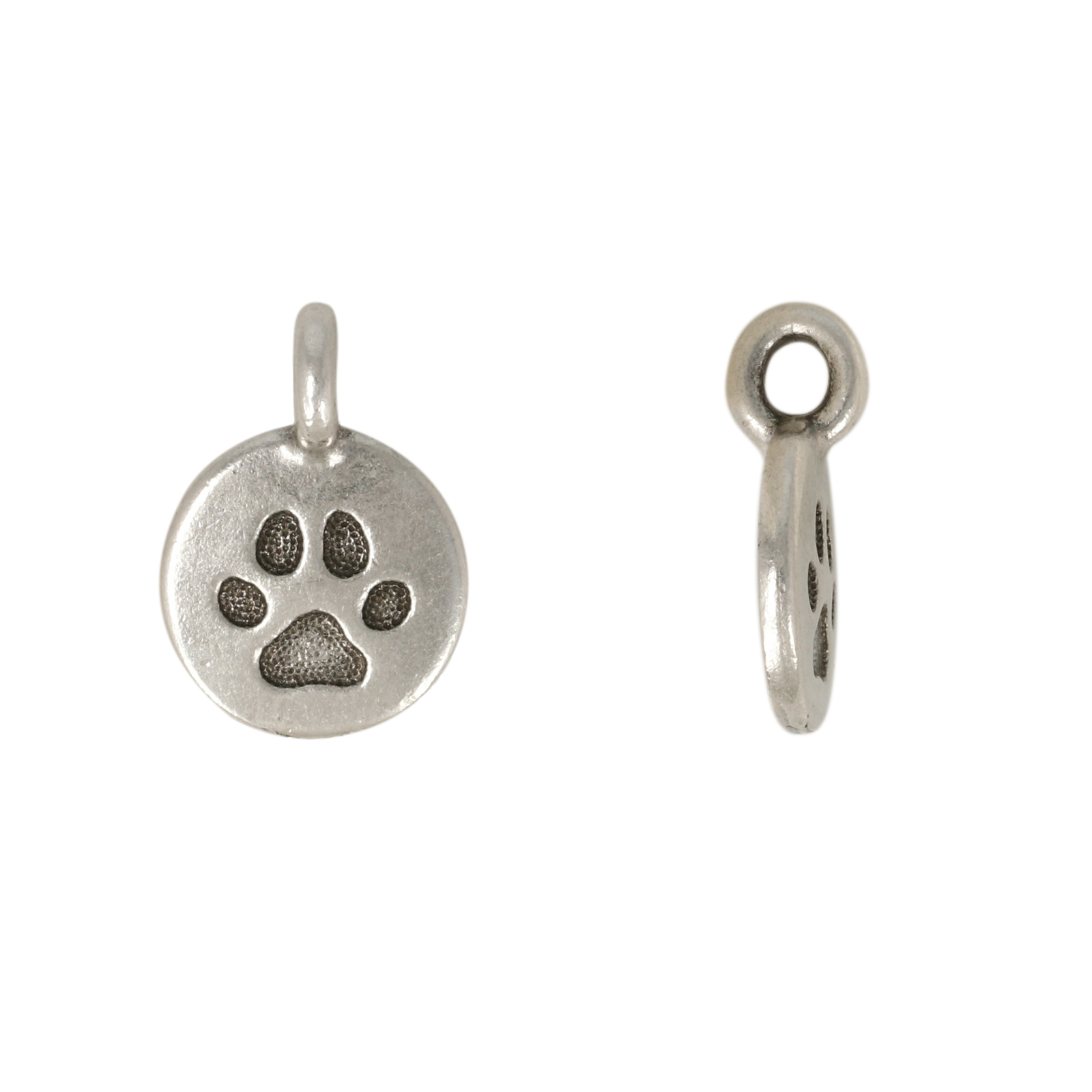 antique silver plated paw charm 12mm | 1pc