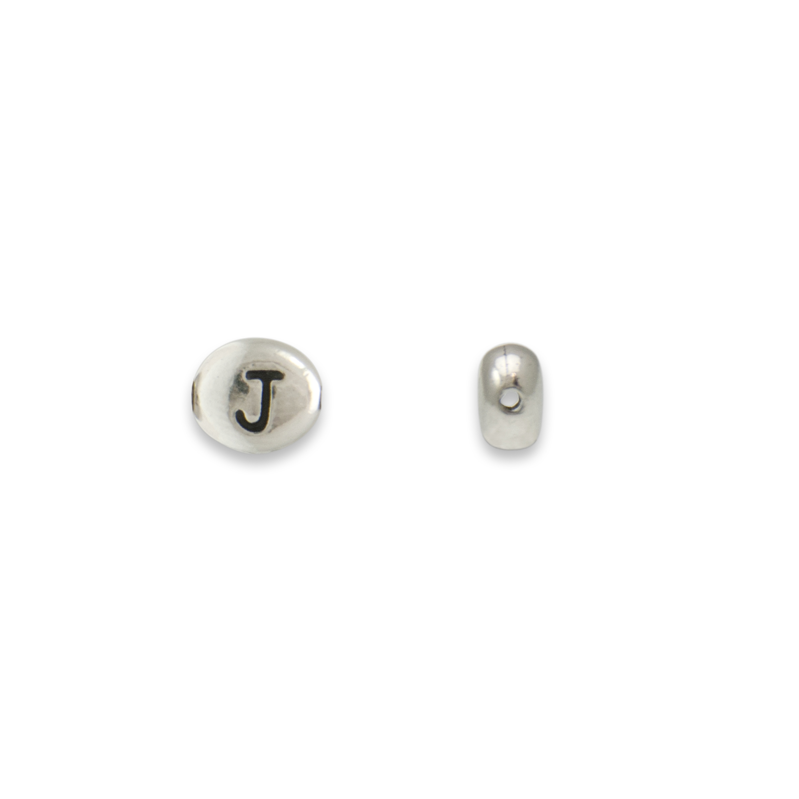 antique silver plated alphabet bead - letter j - 8x6mm | 1pc