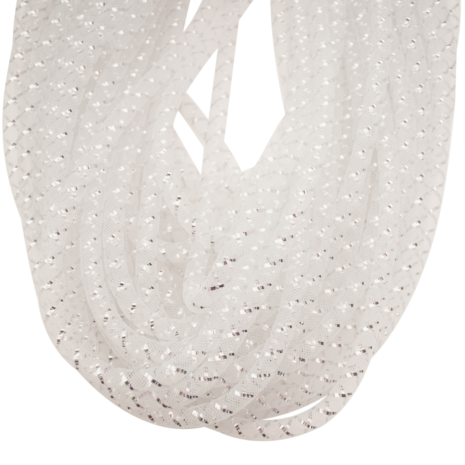 plastic net tubolar mesh - white whit silver lined 8mm | 2mt