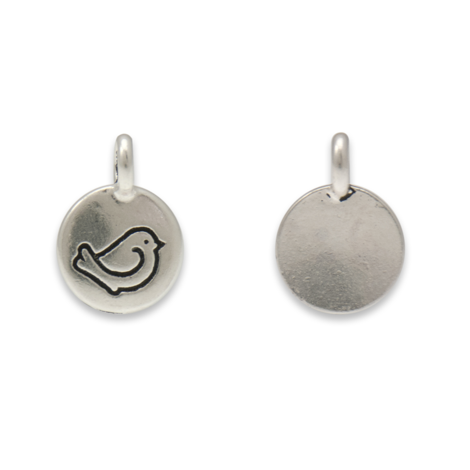 antique silver plated bird charm 12mm | 1pc