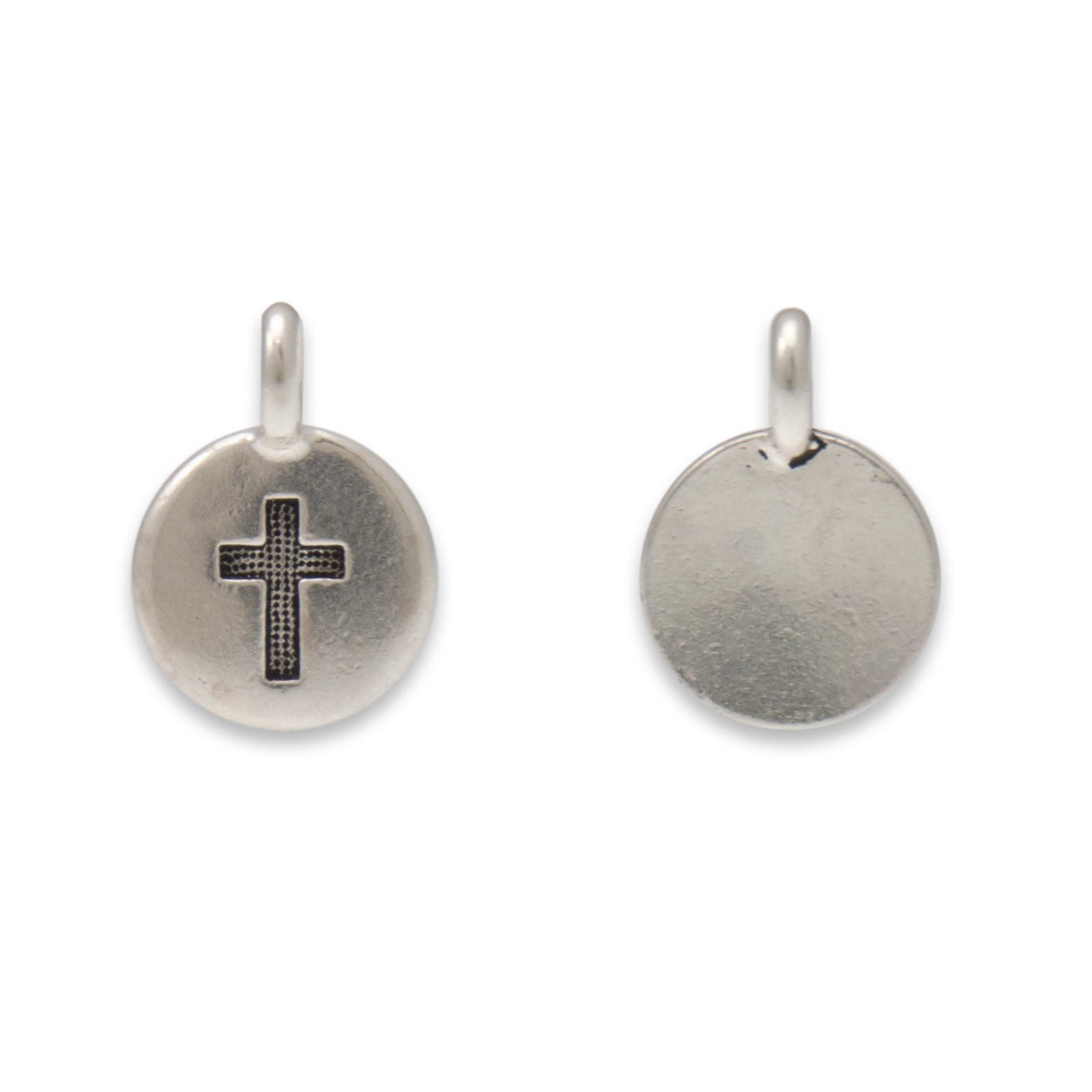 antique silver plated cross charm 12mm | 1pc
