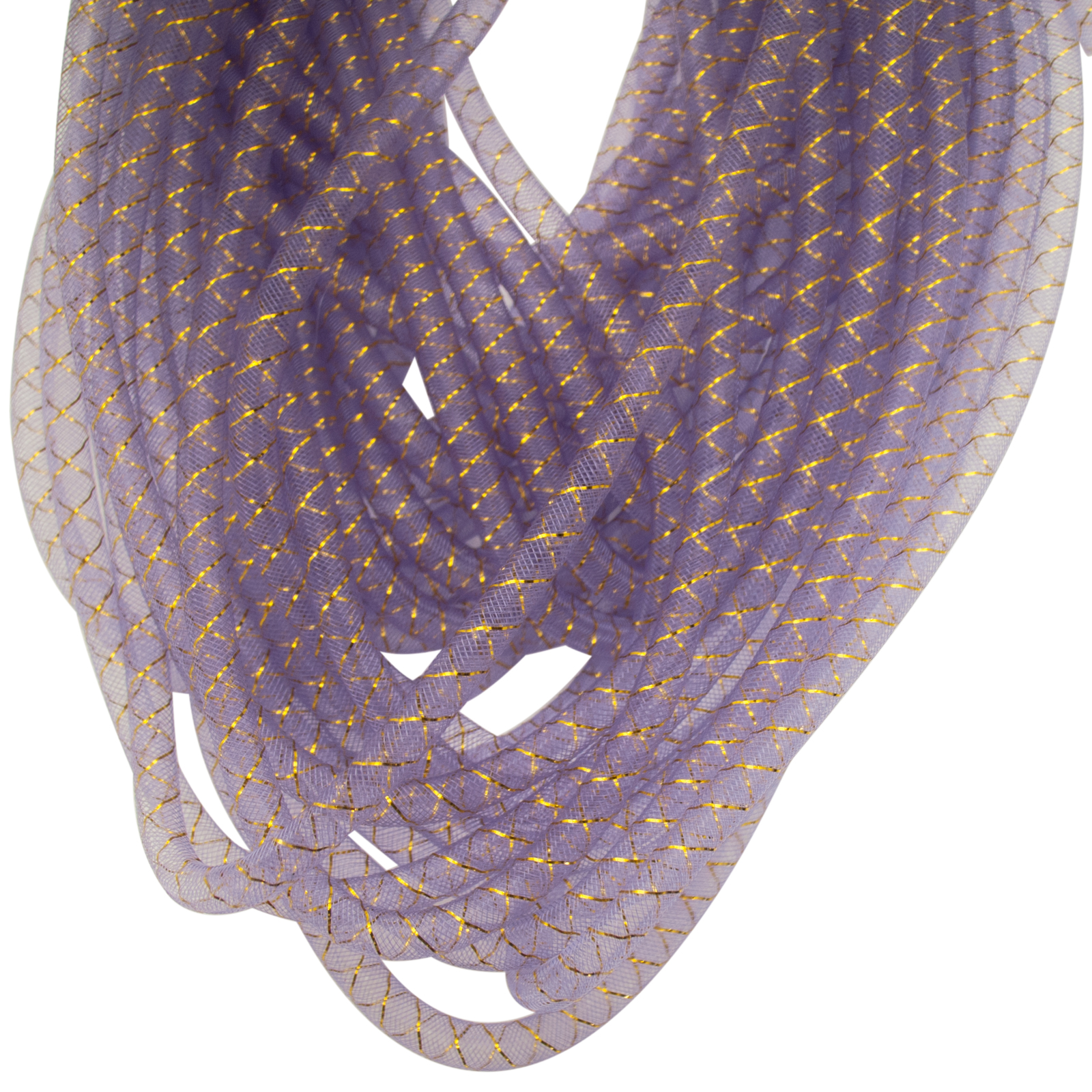 plastic net tubolar mesh - violet whit gold lined 8mm | 2mt