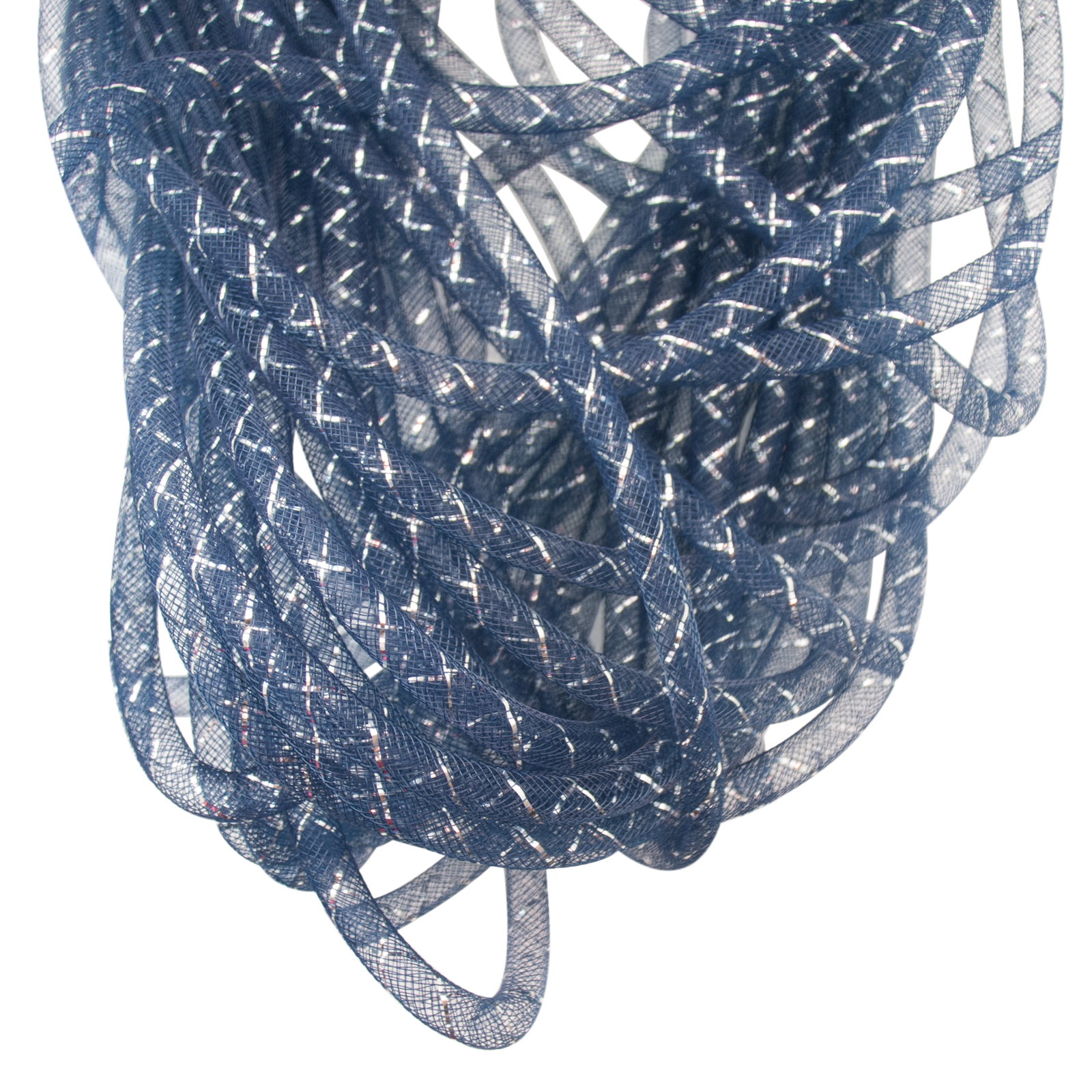 plastic net tubolar mesh - night blue whit silver lined 8mm | 2mt