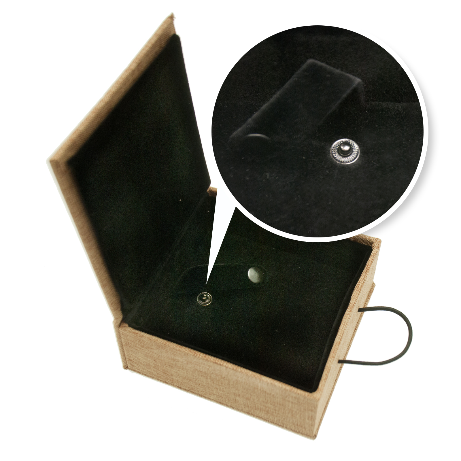 jewelry box - natural with wood button- 10x10cm | 1pc