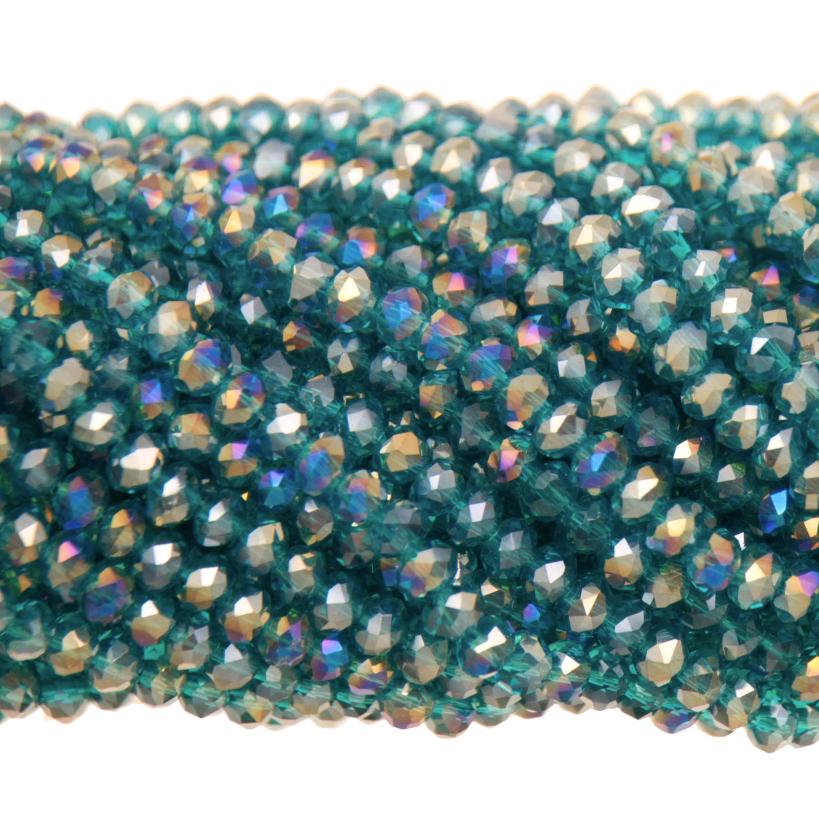 blue zircon ab chinese crystal faceted roundelle 4x3mm | 1 strand