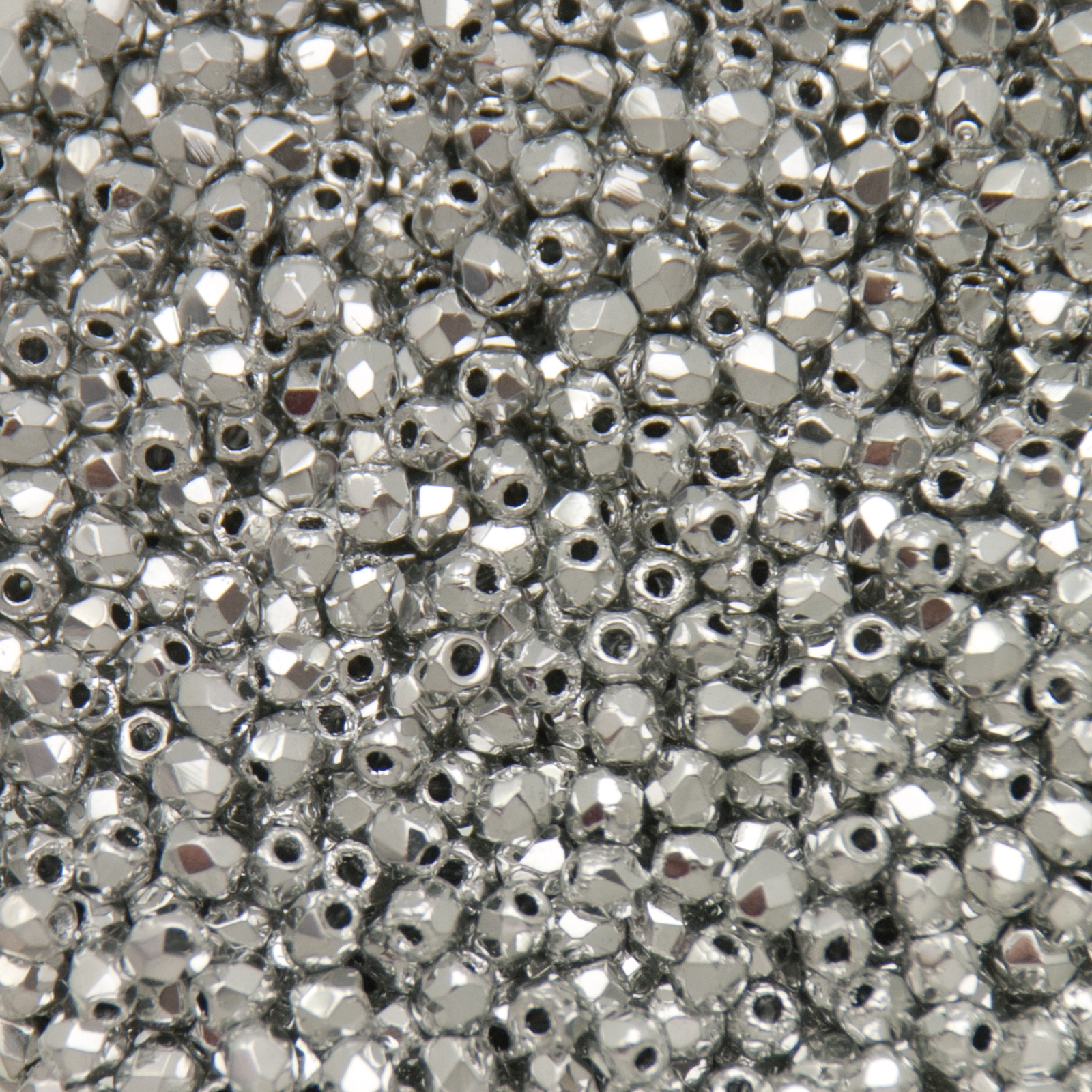 czech fire-polished round beads silver 2mm | 50pc