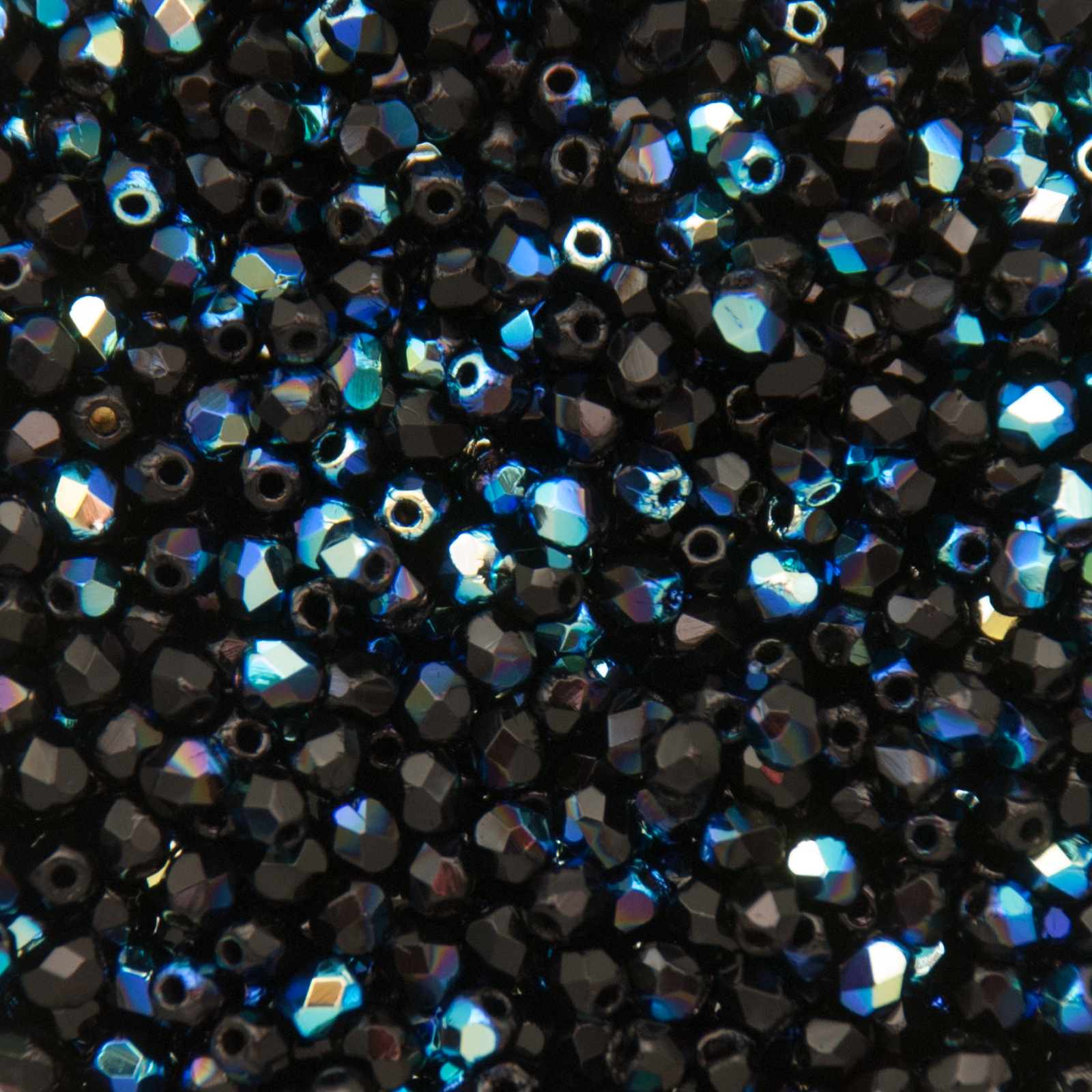 czech fire-polished round beads jet ab 2mm | 50pc