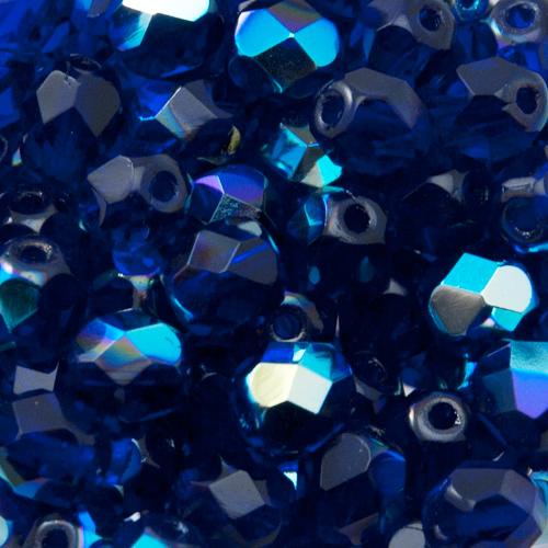 czech fire-polished round beads cobalt ab 6mm | 25pc
