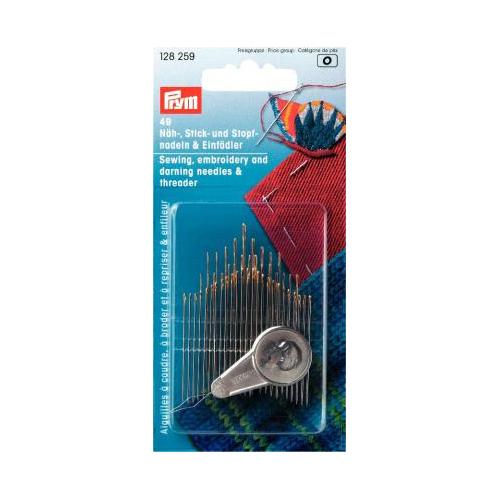 prym mix needles - sewing, embroidery, darning needle and threader - 49pcs package | 1pc