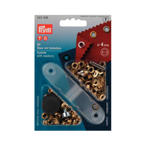 eyelets with washers prym - gold plated brass 4mm - 50pcs with tool package | 1pc