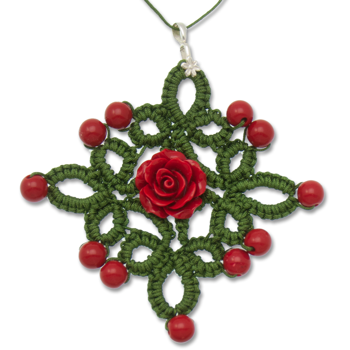 kit rosa canina pendant - tatting technique - masterclass | 1 kit