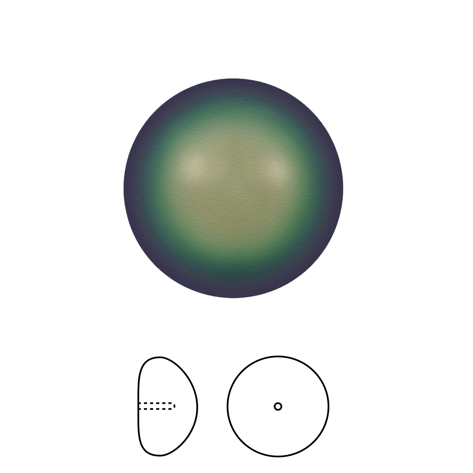 cabochon pearl (5817) scarabaeus green 6mm | 4pc