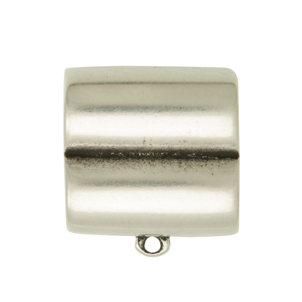 antique silver plated double tube beads with jumpring 28x26mm | 1pc