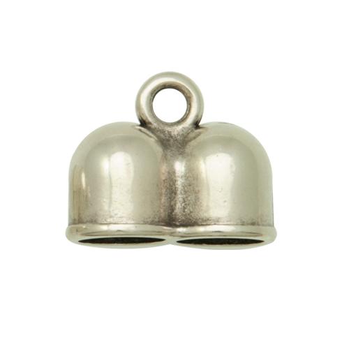 antique silver plated two hole terminator 25x13mm | 1pc