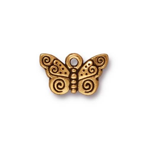 antique gold plated butterfly charm 15x10mm | 1pc