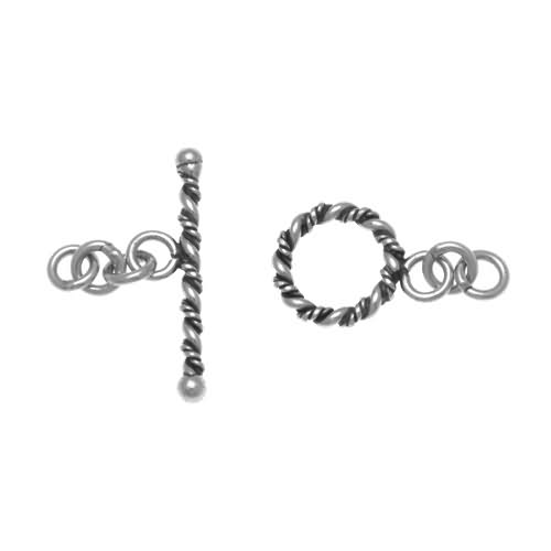 antique sterling silver twisted wire toogle clasp 10mm | 1pc