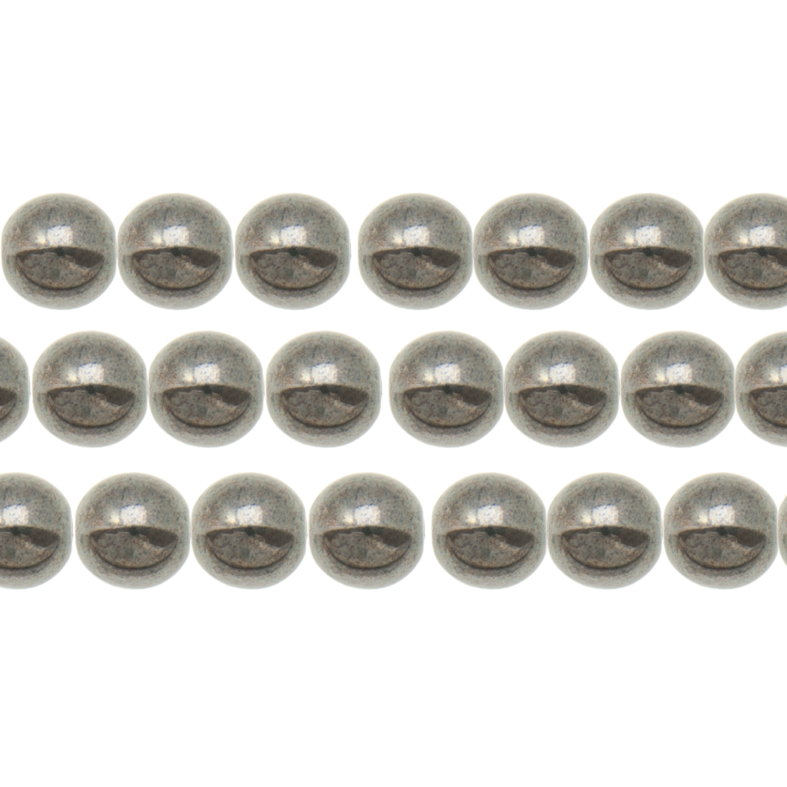 czech glass druk beads - jet hematite round 6mm | 50pc