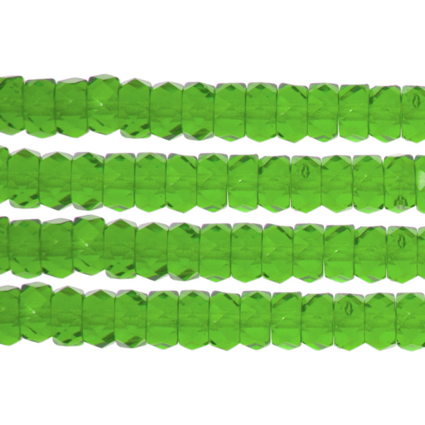 czech fire-polished roundelle green emerald 6x3mm | 25pc
