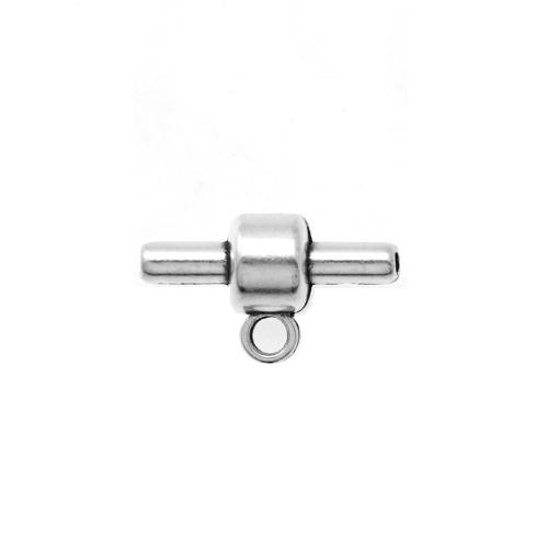antique silver plated terminal clasp with ring 22mm for hollow rubber 5mm | 2pc