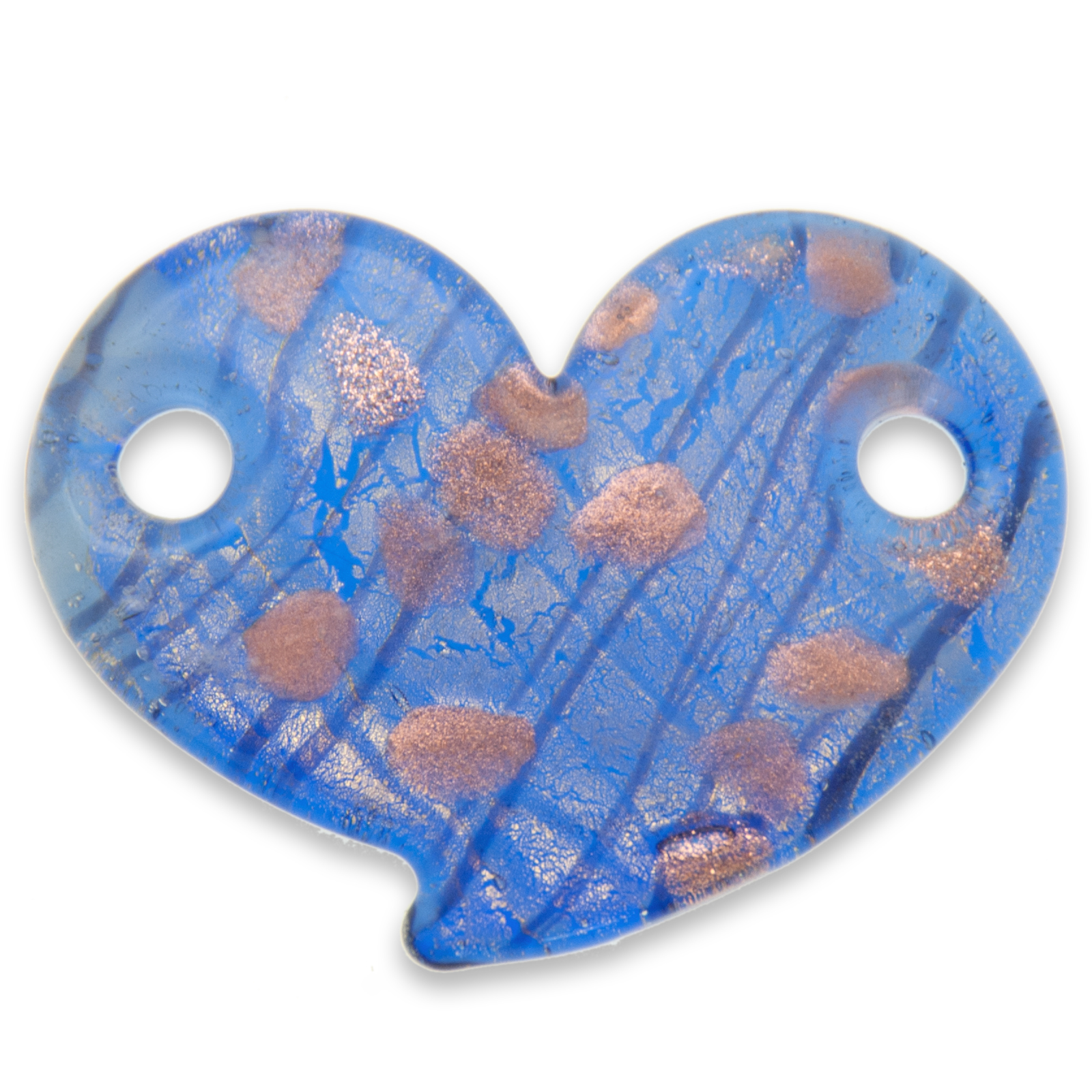 art glass pendant - blue heart 42x27mm | 1pc