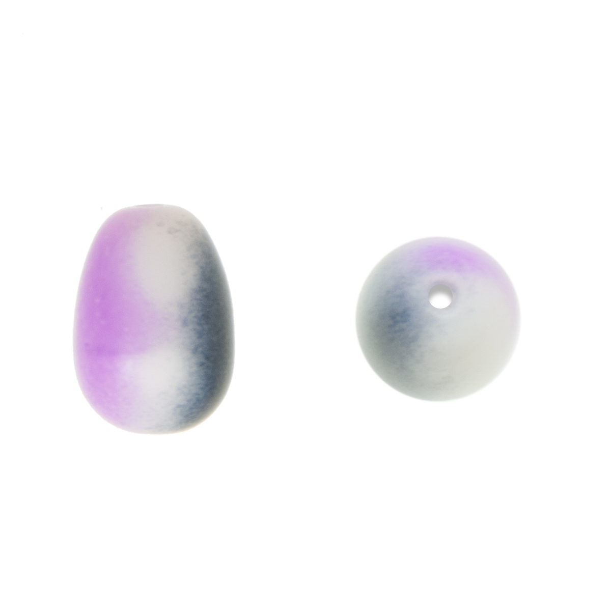 czech glass briolette - white funky purple - 11x8mm | 10pc