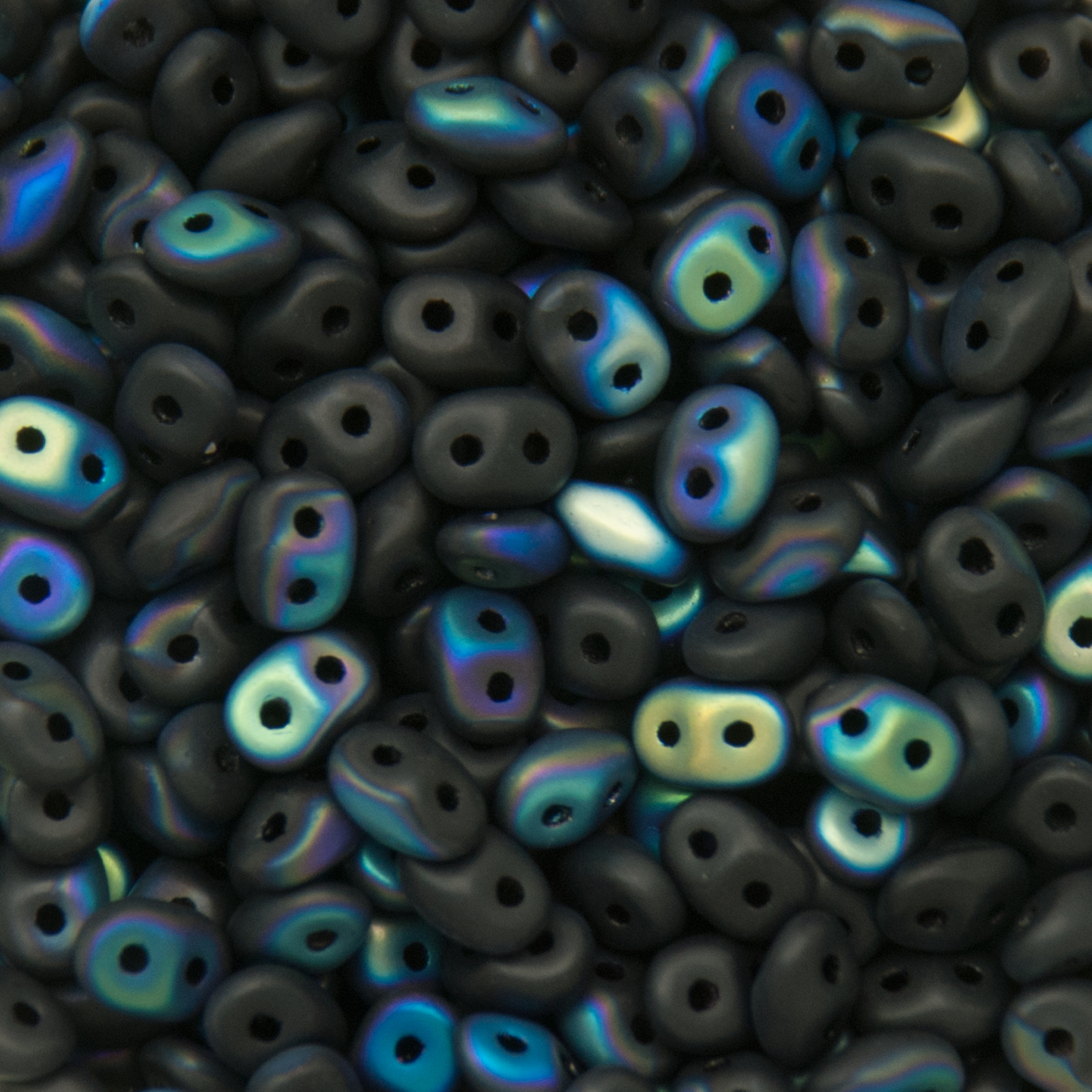 superduo seed beads 5x2,5mm - matte jet ab | 10gr