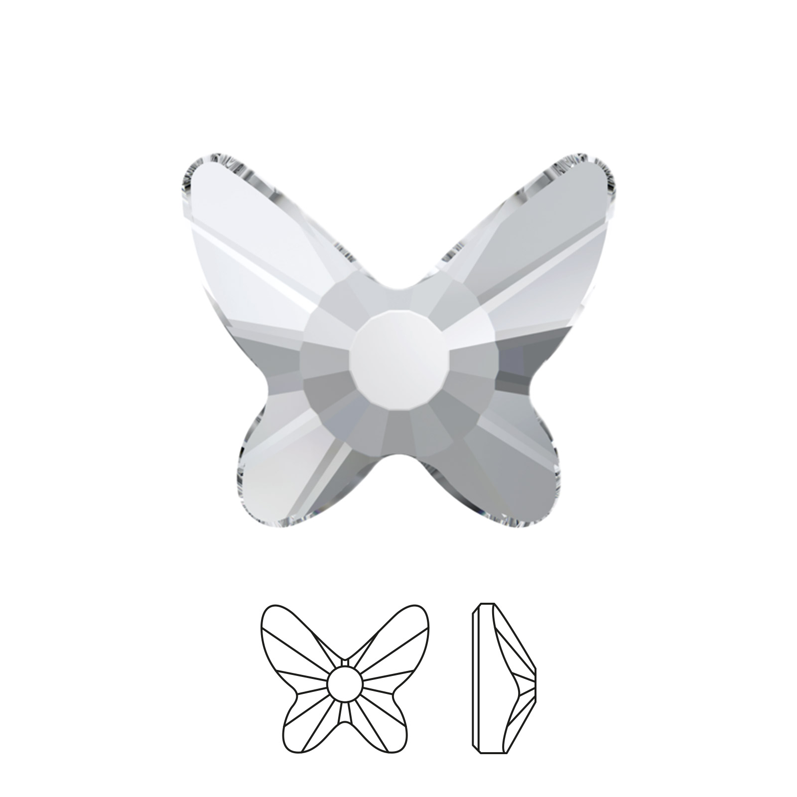 butterfly hotfix (2855) crystal 8mm | 2pc