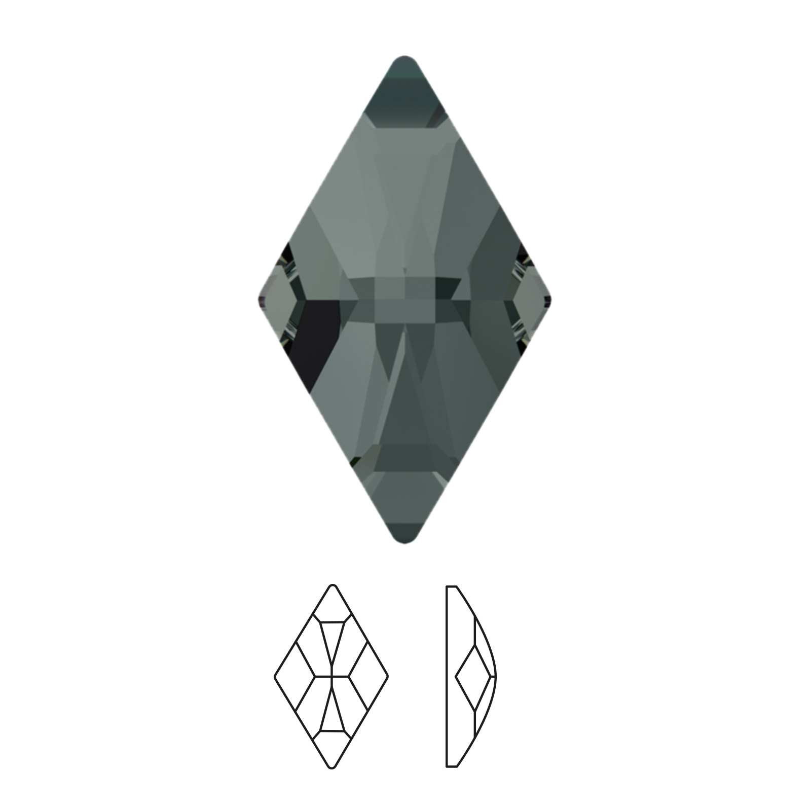 rhombus hotfix (2709) black diamond 10x6mm | 2st