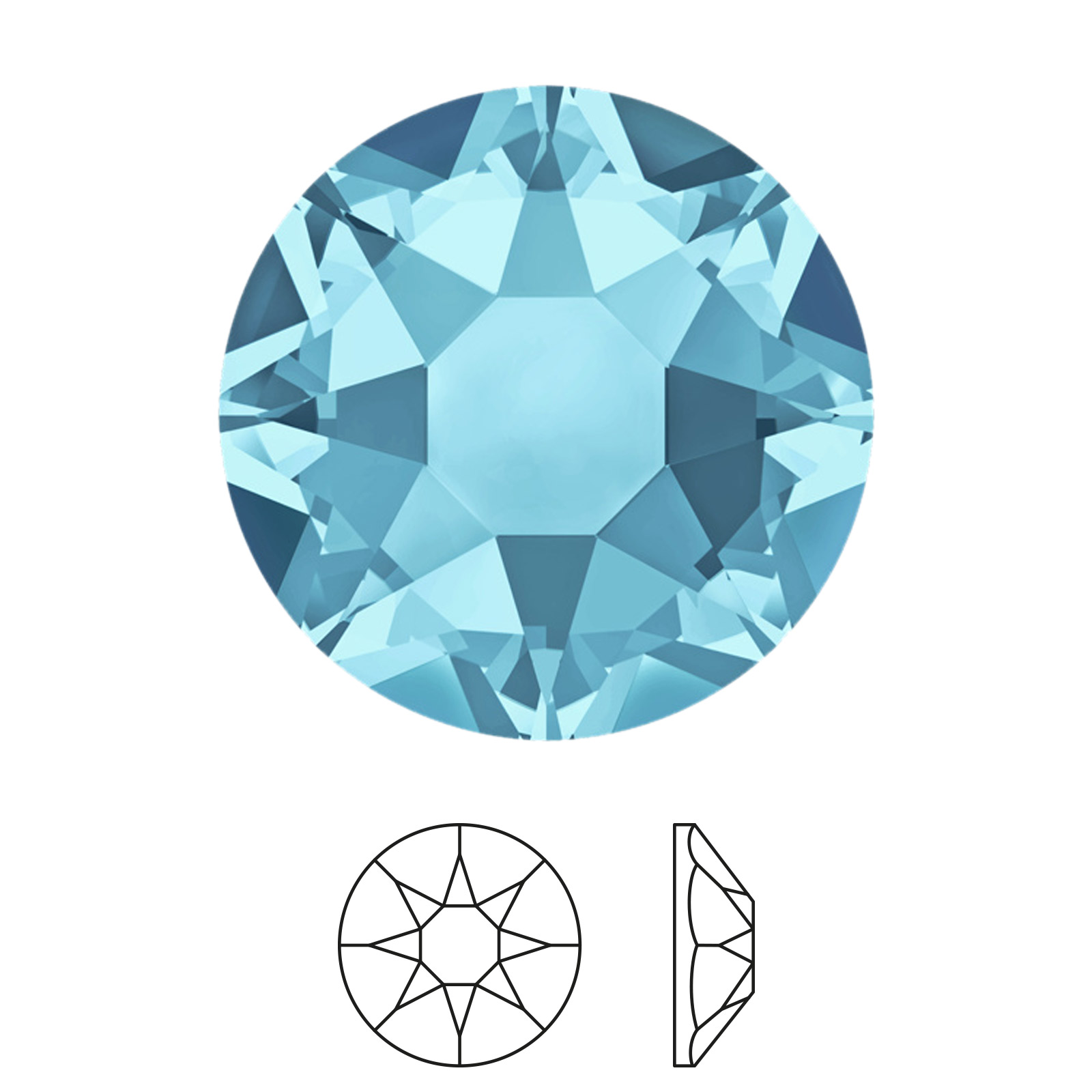 xilion rose hotfix (2078) aquamarine ss34 (7,07-7,27mm) | 8pc