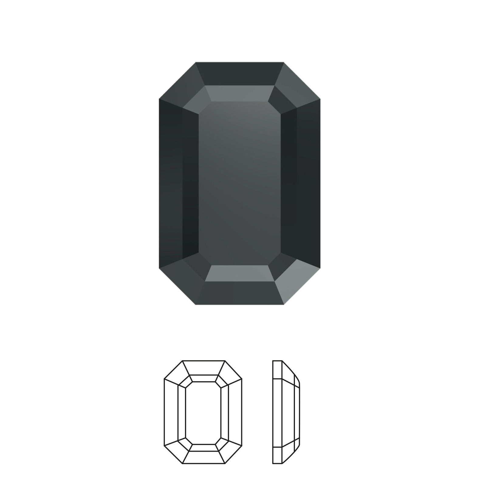 rectangle hotfix (2610) jet hematite 6x4mm | 8pc