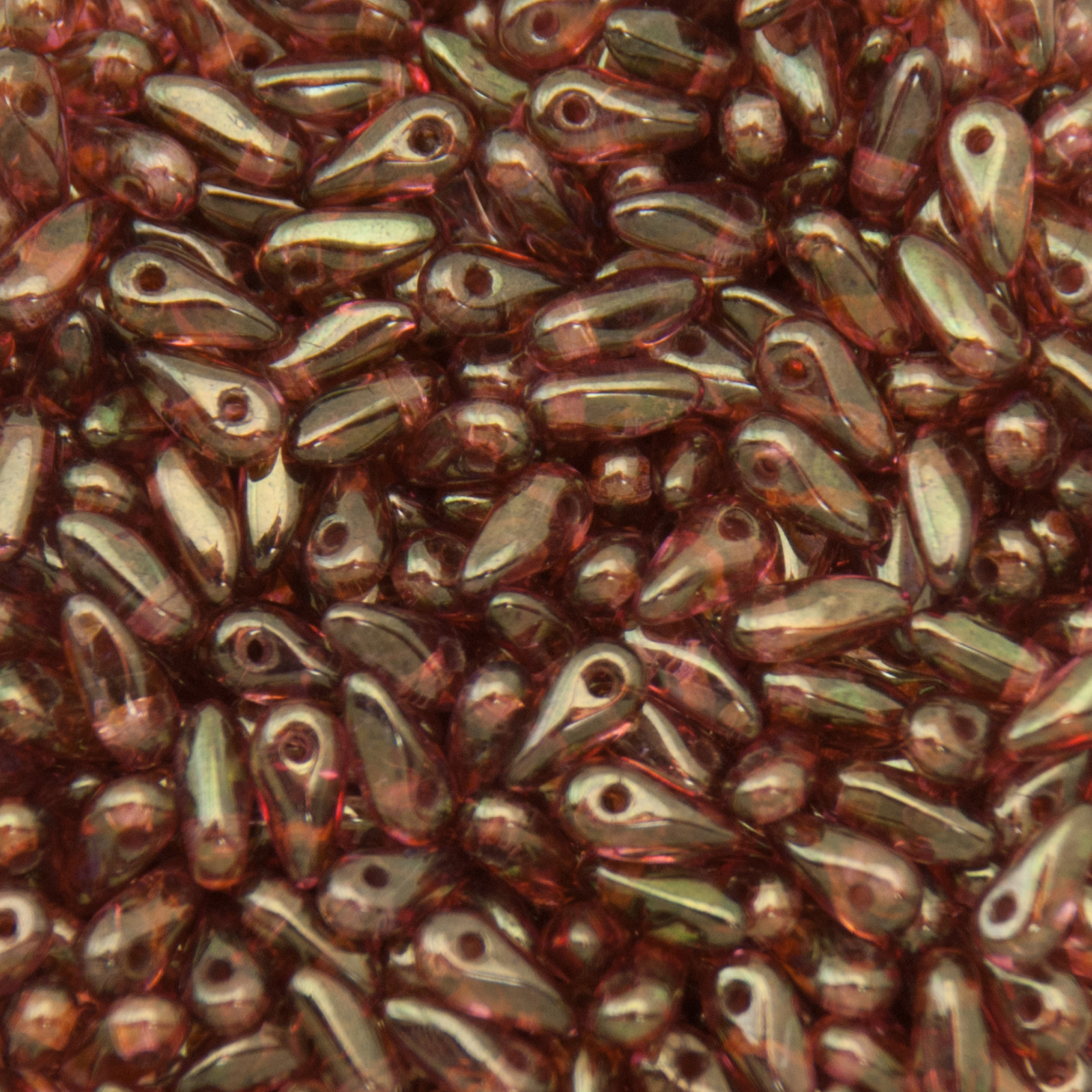 czech glass mini dagger beads - luster rose/gold topaz 6x2,5mm | 10gr