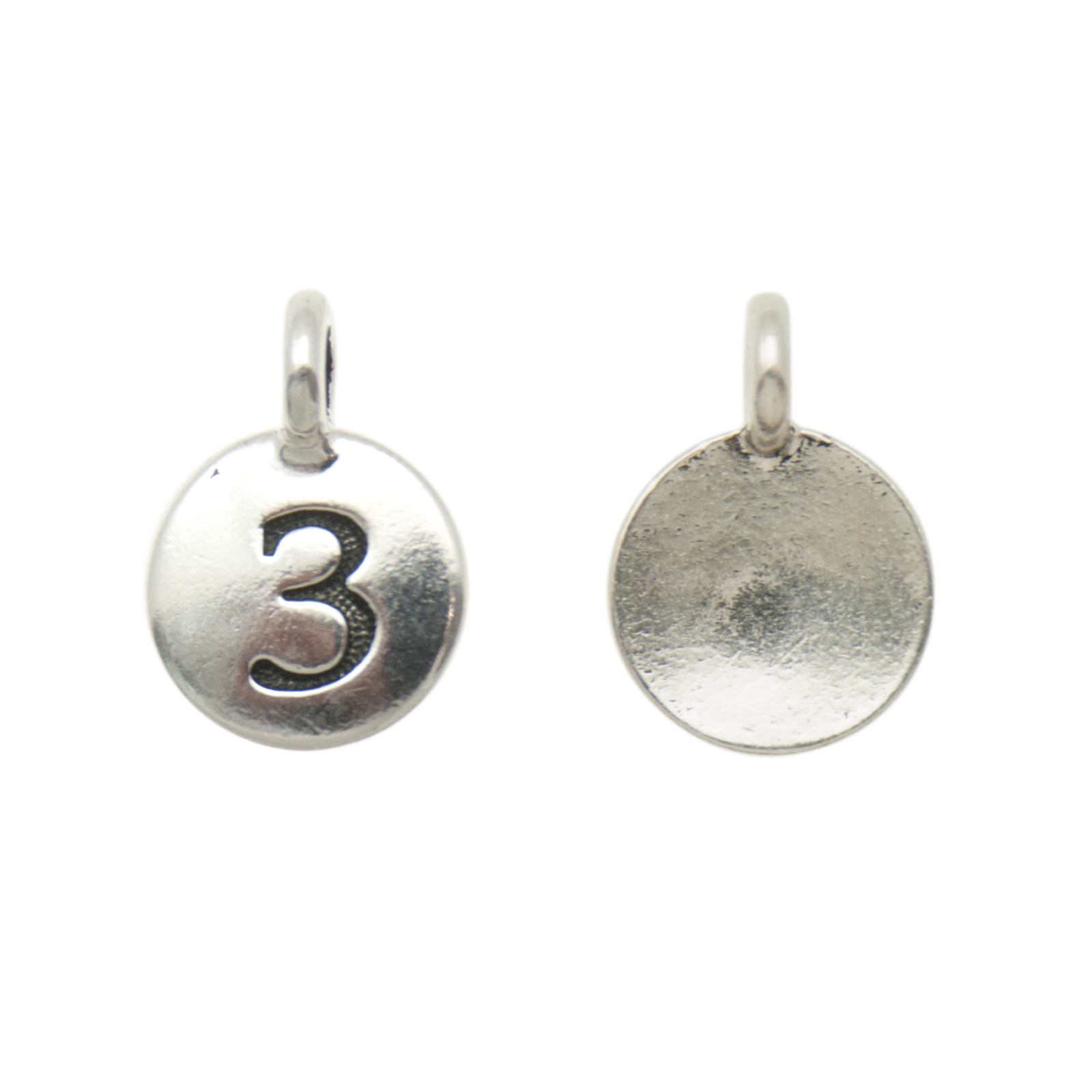 antique silver plated alphabet charm number 3 | 1pc