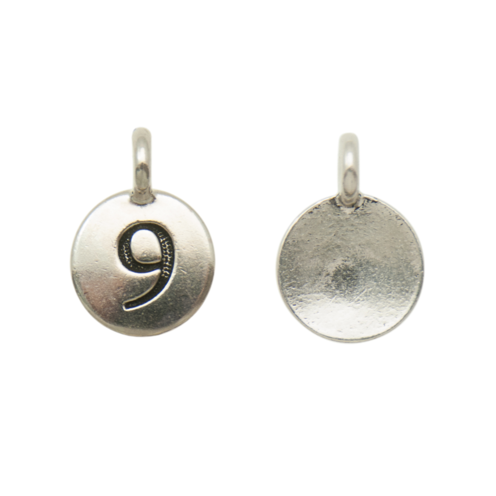 antique silver plated alphabet charm number 9 | 1pc